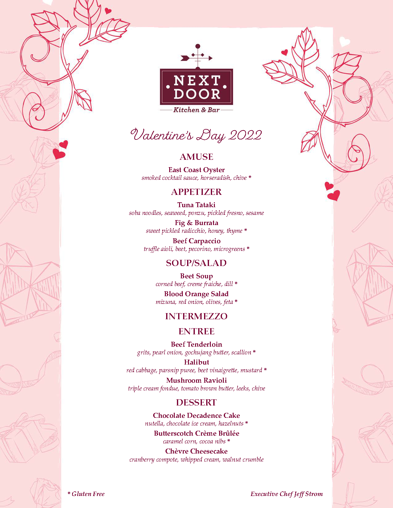 valentines day 2022 menu